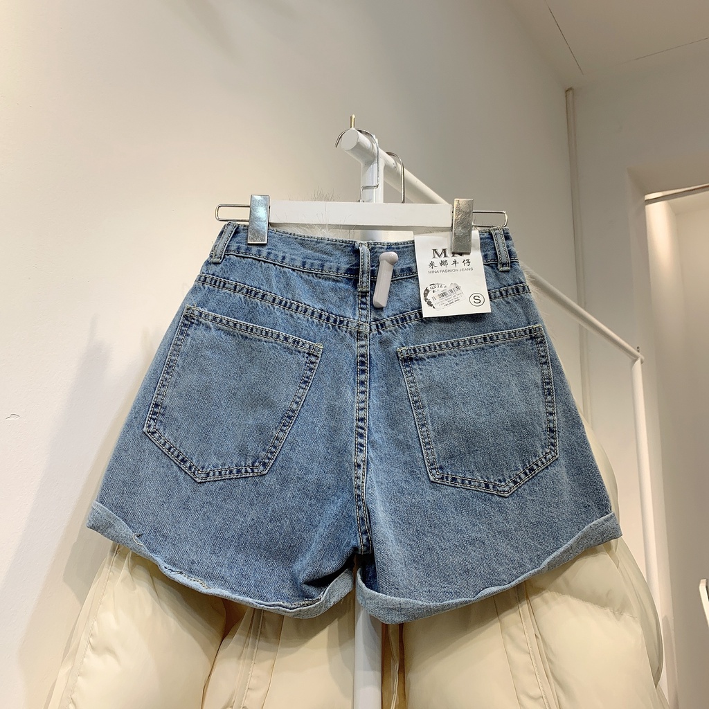 2101370 Quần short bò - quần short jeans nữ 2 màu xanh đậm, xanh nhạt có size
