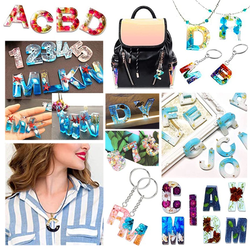 Sa Khuôn Làm Đồ Trang Sức Hình Chữ Cái Và Số Bằng Nhựa Resin UV