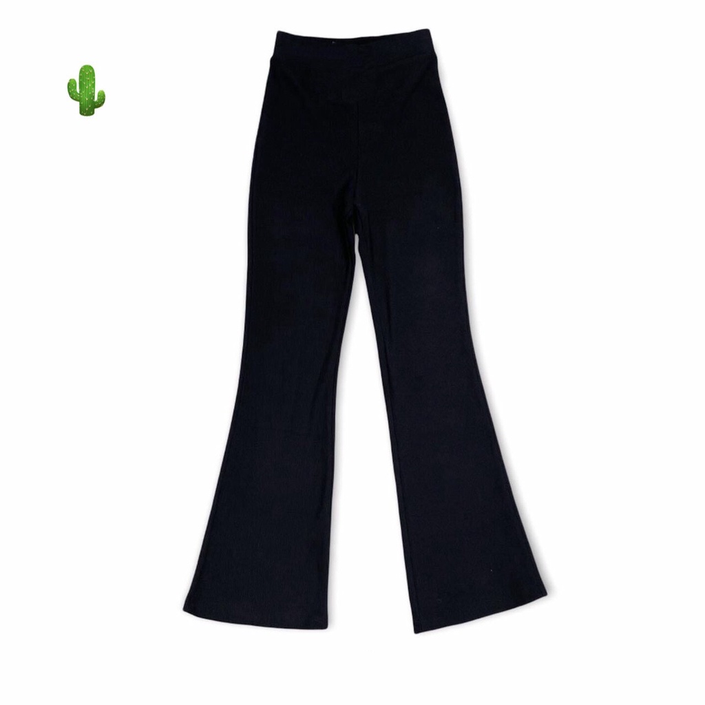 quần thun gân trơn kiểu ống loe