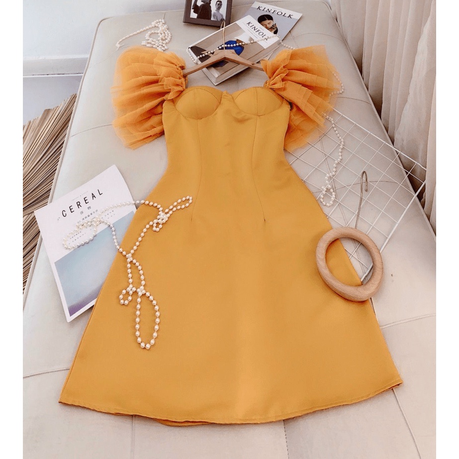 [FREE SHIP] ĐẦM NỮ DỰ TIỆC TAY LƯỚI CÁCH ĐIỆU CỰC HOT CVA3