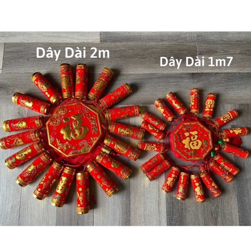 Pháo điện tử trang trí, pháo điều khiển từ xa dài 2m1 kèm quà tặng có đèn LED