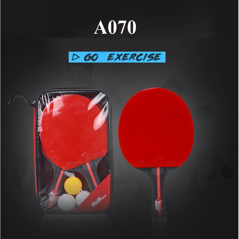 Vợt bóng bàn Boliprice - Laket bóng bàn thi đấu tiêu chuẩn - Bộ 2 vợt / 1 túi / 3 bóng cao cấp A070