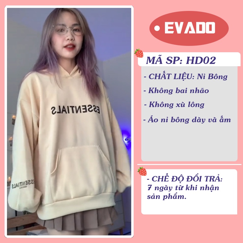 Áo hoodie Essentials nam nữ form rộng chất nỉ bông có size phù hợp mặc đôi drew bigsize   EVADO HD03 | BigBuy360 - bigbuy360.vn