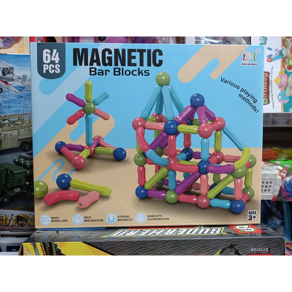 Đồ Chơi Xếp Hình Lắp Ráp Nam Châm 25 36 42 64 Chi Tiết  Magnetic Bar Blocks
