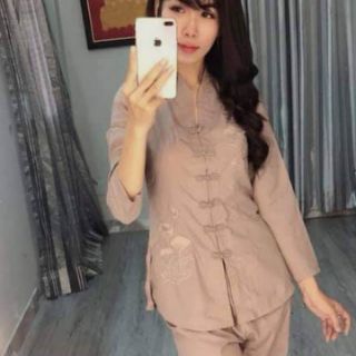 Đồ lam đi chùa - Bà Lai Tim - Màu Đất
