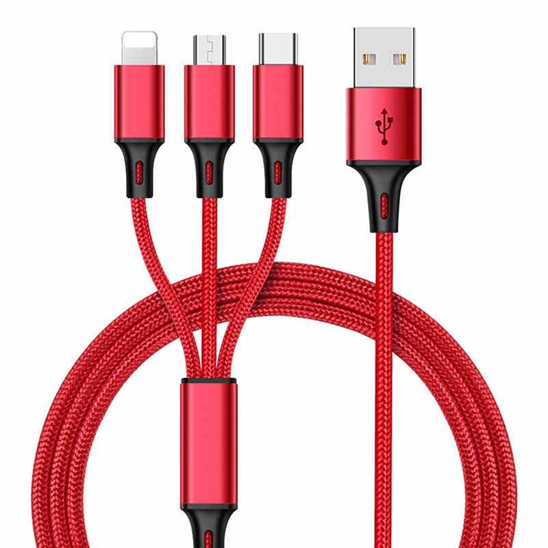 Dây Cáp Sạc Truyền Dữ Liệu usb 3 Trong 1 Cho iphone / android / type-c