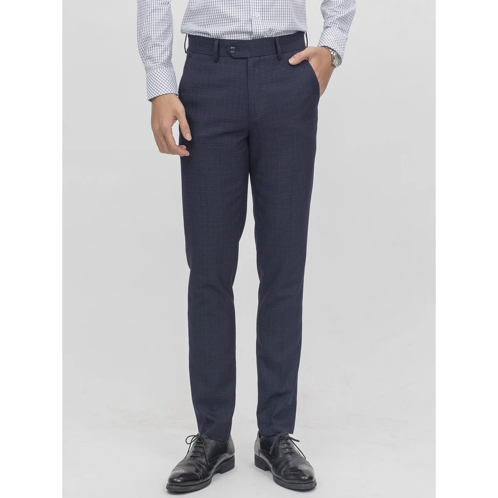 Quần Tây Nam Aristino ATR02508 Quần Âu Nam Màu Xanh Tím Than 31 Kẻ Dáng Slim Fit Vải Polyester