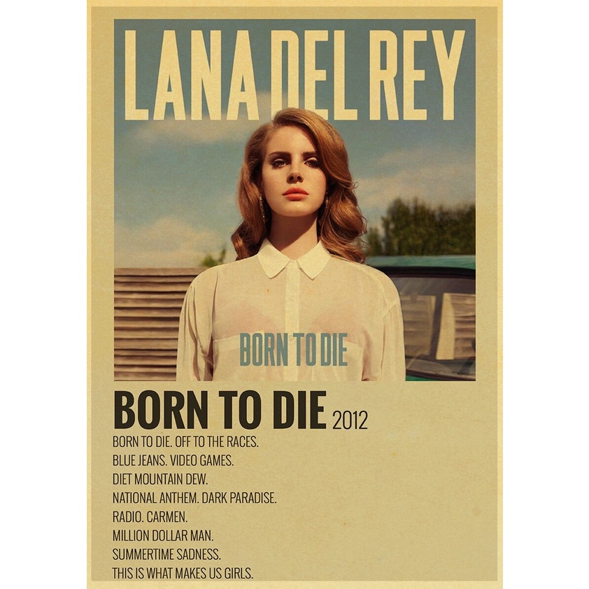 Ca sĩ nổi tiếng lana del rey áp phích cổ điển giấy kraft cho phòng ngủ tại nhà quán cà phê trang trí tường áp phích