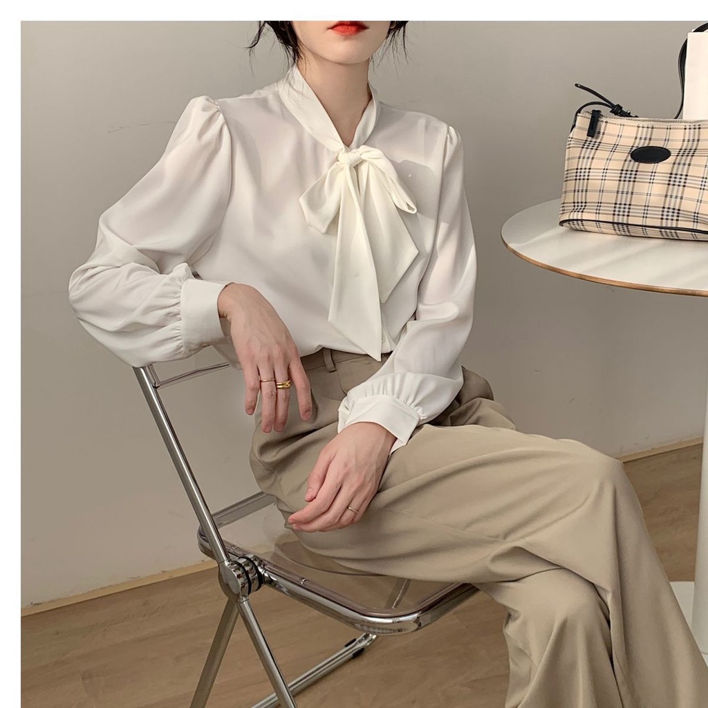 Áo Sơ Mi Trắng Tay Dài Vải chiffon áo sơ mi  JL-CX-10