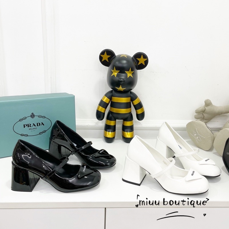 Guốc đầm Prada 2 màu đen trắng fullbox