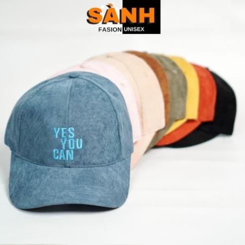 Mũ lưỡi trai thêu chữ Yes You Can Nón kết chất nhung phong cách Ulzzang thời trang form unisex nam nữ K10 Xịn