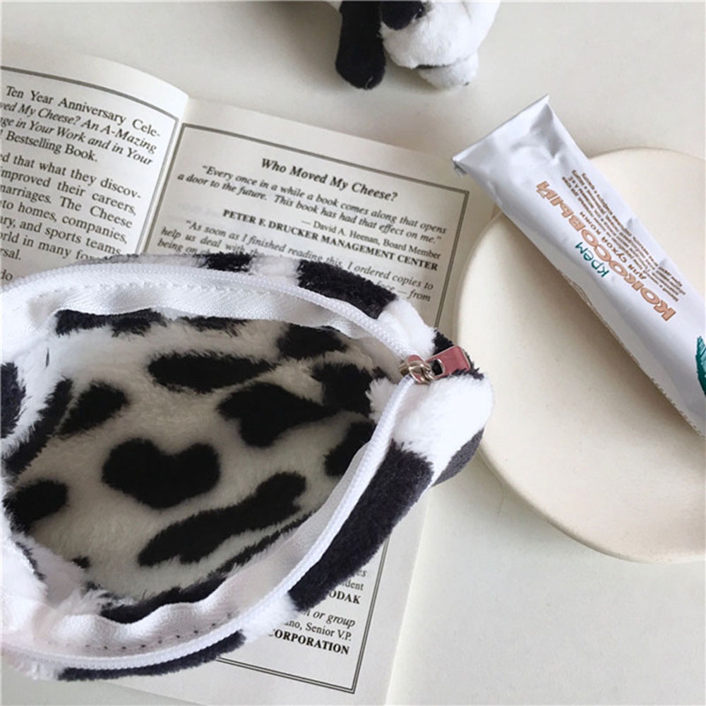 Aaron1 Ví Đựng Tiền Xu / Thẻ Id Mini Nhồi Bông Hình Bò Sữa Đáng Yêu Cho Nữ 1 Cái