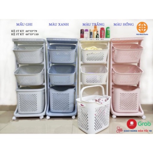 Kệ đựng đồ đa năng 3 tầng có bánh xe Sơn Nhựa