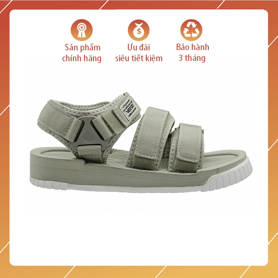 Sandal Vento nam nữ chính hãng SD-9801 màu ghi L.Grey, Dép quai sau đế bằng, Giày quai dán đi làm, đi học