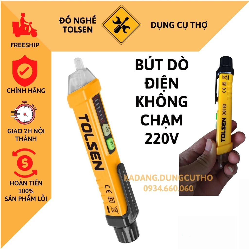 BÚT THỬ ĐIỆN, bút dò điện âm tường, dò điện không chạm TOLSEN 38110 NON-CONTACT AC VOLTAGE DETECTOR