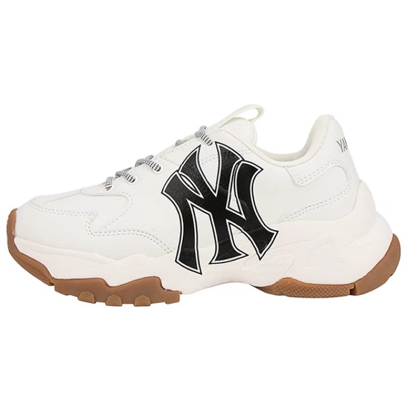 Giày Sneaker Mlb NY Đen Đế Nâu, Giày Thể Thao MLB NY Đế Nâu Da Bò Tăng Chiều Cao 4cm -Sneaker.shop