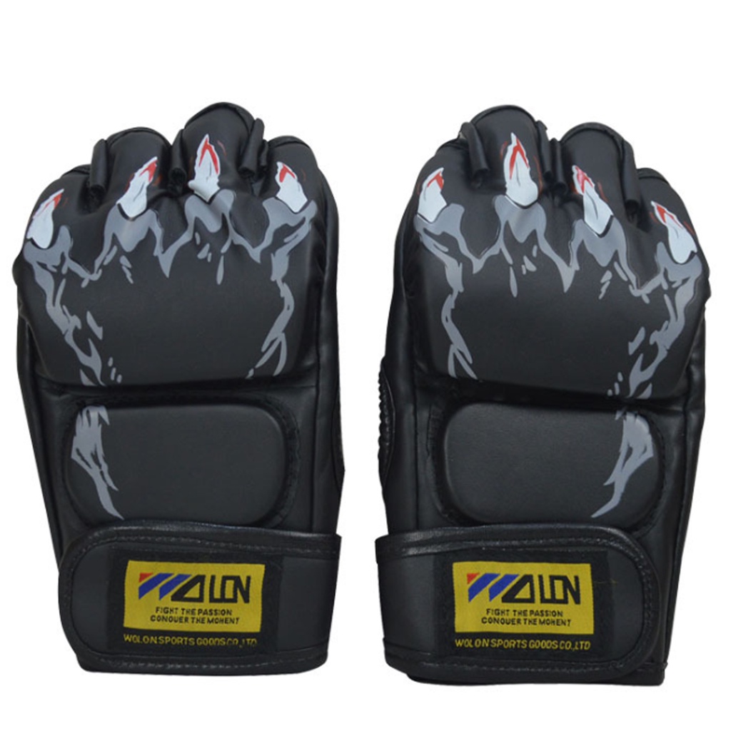 Găng Bao Tay MMA Wolon Hở Ngón Cao Cấp – Bộ Găng Tay Tập Đấm Bốc Muay Thái Bọc Da PU Hãng Amalife - 1 Đôi