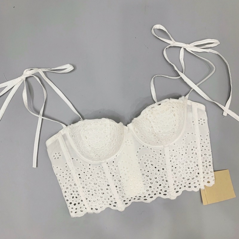 Áo corset / Áo croptop vải thô thêu hoa