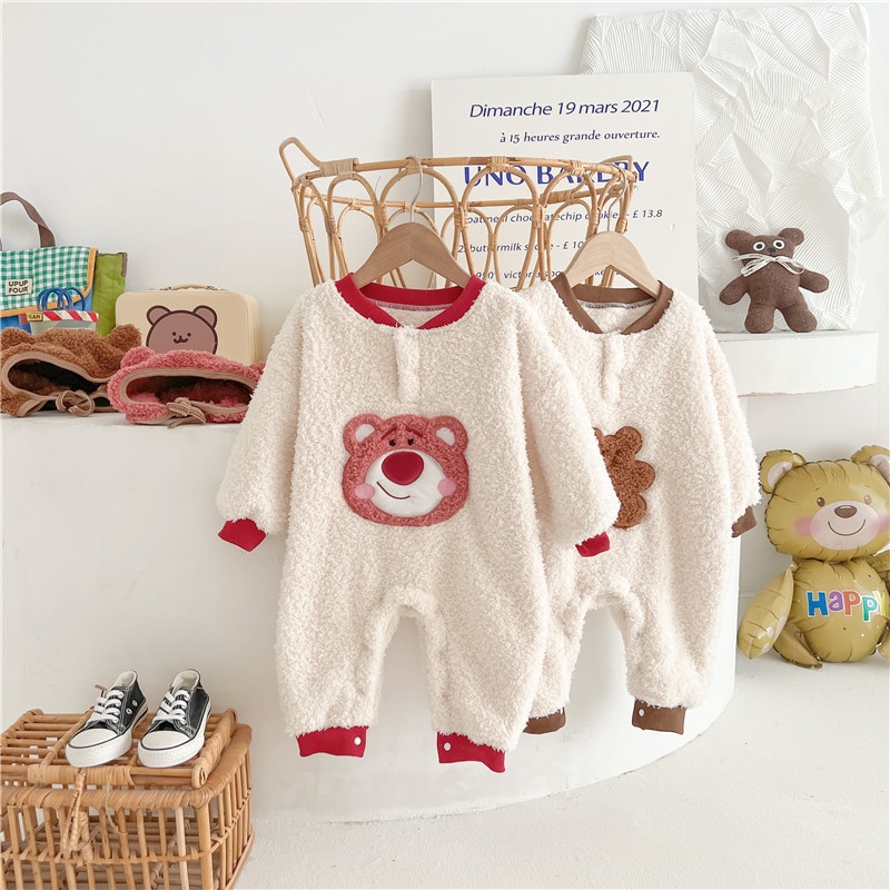 Bộ Áo Liền Quần Bằng Vải Bông Dễ Thương Thời Trang Thu Đông Cho Bé