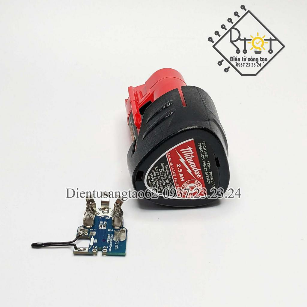 Vỏ mạch thay thế pin Milwaukee 3s 10.8V, mạch nhận sạc zin