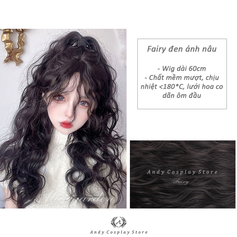 [CÓ SẴN] Tóc giả/ Wig teen Fairy Alice Garden đen ánh nâu