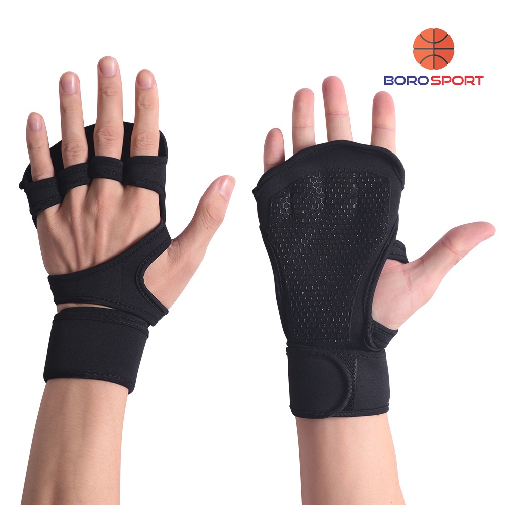 Găng tay tập gym hở mu bàn tay Cleacco SKDK , thoáng khí , đệm lòng bàn tay chắc chắn BORO SPORT