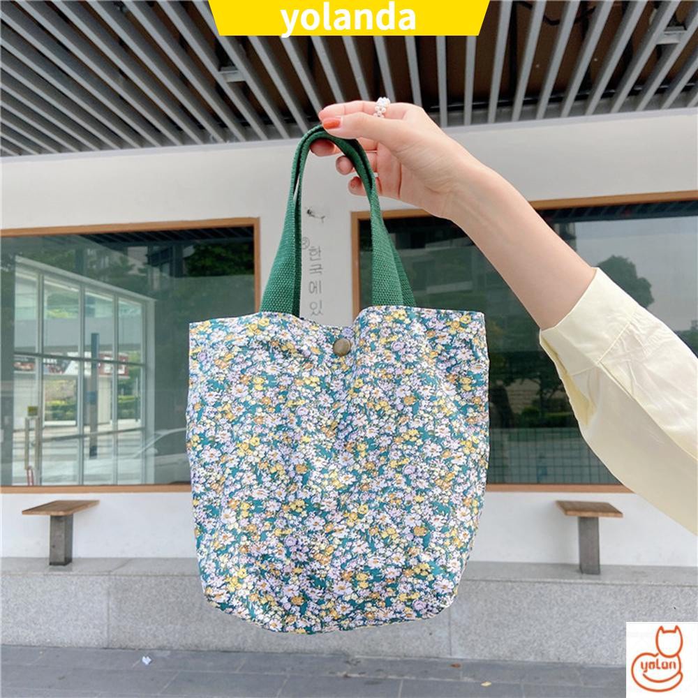 Túi Xách Tay Bằng Vải Canvas Cotton In Hoa Thời Trang Dành Cho Nữ