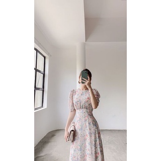 Váy tay lỡ nhún cổ tròn