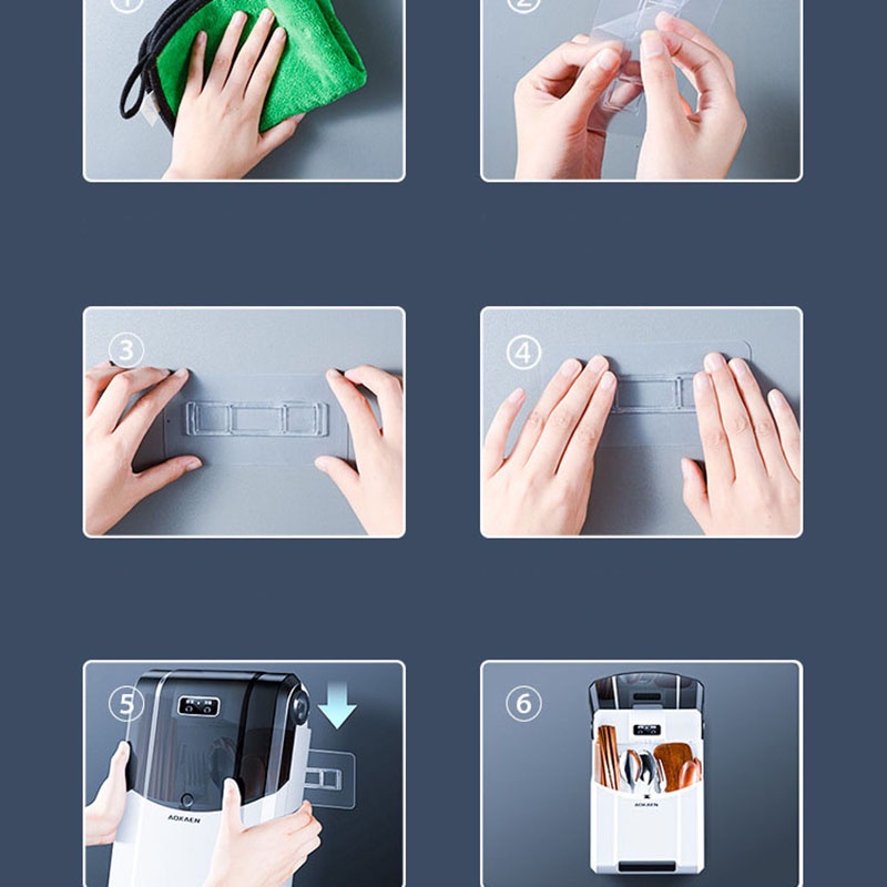 Máy khử trùng đũa UV Giỏ đũa sấy khô thông minh Hộp lưu trữ treo tường, Xuất hàng trong vòng 24 tiếng