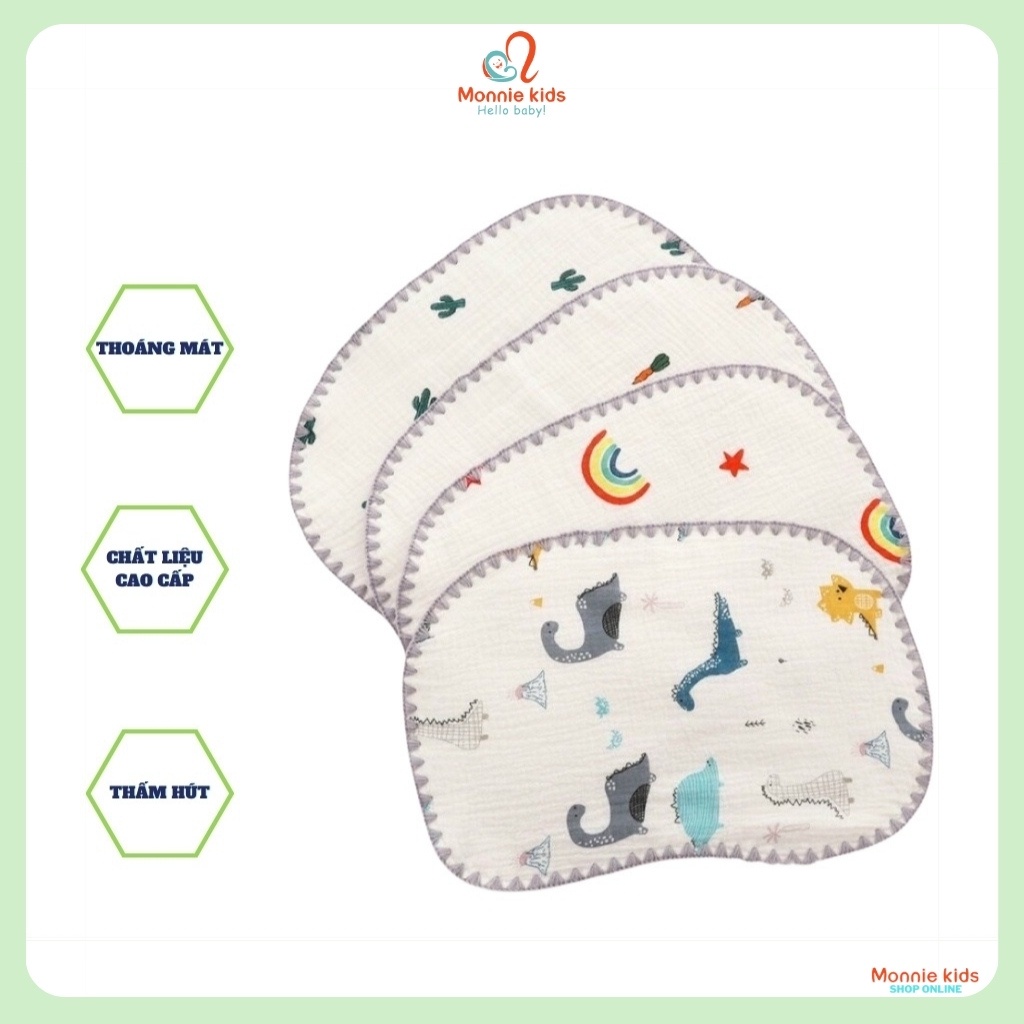 Gối xô họa tiết cho bé MANNY Muslin Tree 10 lớp, gối ngủ cao cấp thoáng mát - Monnie Kids