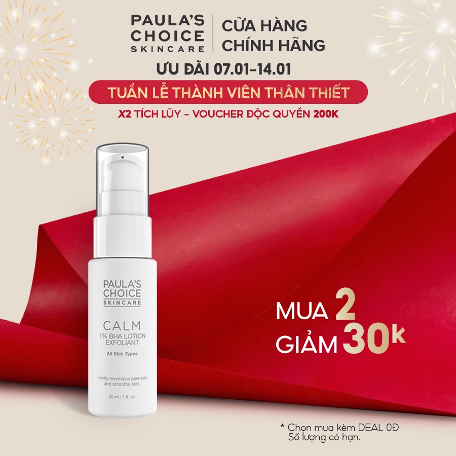 Lotion tẩy da chết dịu nhẹ cho da nhạy cảm Paula's Choice 1% BHA Exfoliant 30ml 9107