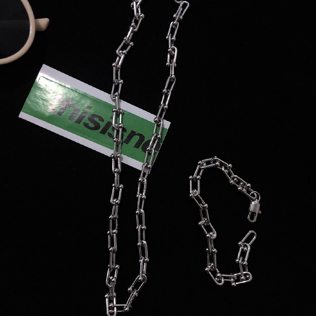 Vòng cổ/vòng tay kiểu chuỗi dây xích dày phong cách Harajuku cho nam nữ 229992