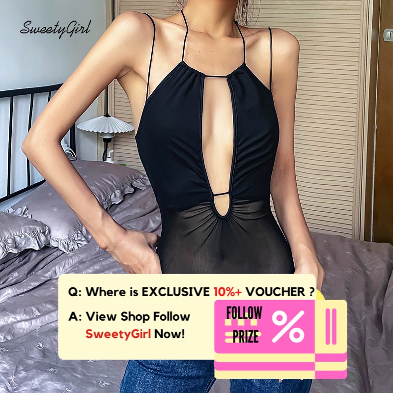 Áo Liền Thân Sát Nách Cổ Chữ V Khoét Sâu Màu Trơn Thời Trang 2022 Quyến Rũ Cho Nữ