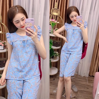 ĐỒ BỘ MẶC NHÀ - ĐỒ BỘ LỤA HỌA TIẾT HOA DỄ THƯƠNG( GIAO HOA NGẪU NHIÊN) - LUA12