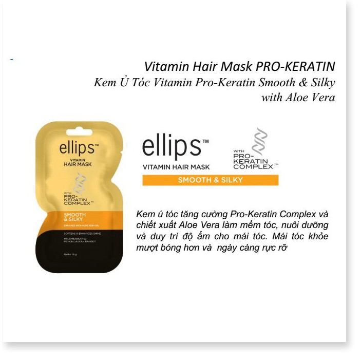 (chính hãng- cam kết hiệu quả) Kem Ủ Tóc Ellips Vitamin Hair Mask nuôi dưỡng tóc phục hồi chắc khỏe bồng bềnh óng mượt