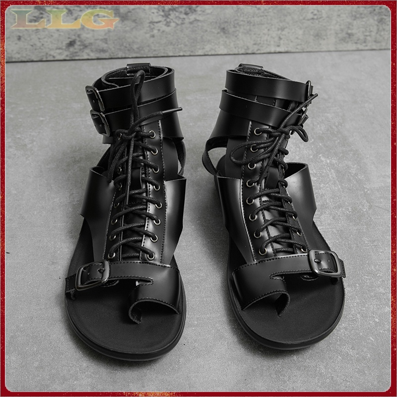 Giày Sandal Bằng Da Cao Cổ Phong Cách Hong Kong Cổ Điển Chống Trượt Thời Trang Mùa Hè Cho Nam