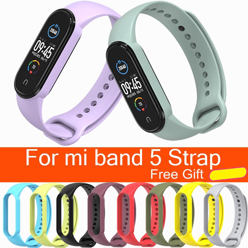 Dây Đeo Thay Thế Chất Liệu Silicon Màu Trơn Cho Xiaomi Mi Band 5 / Nfc