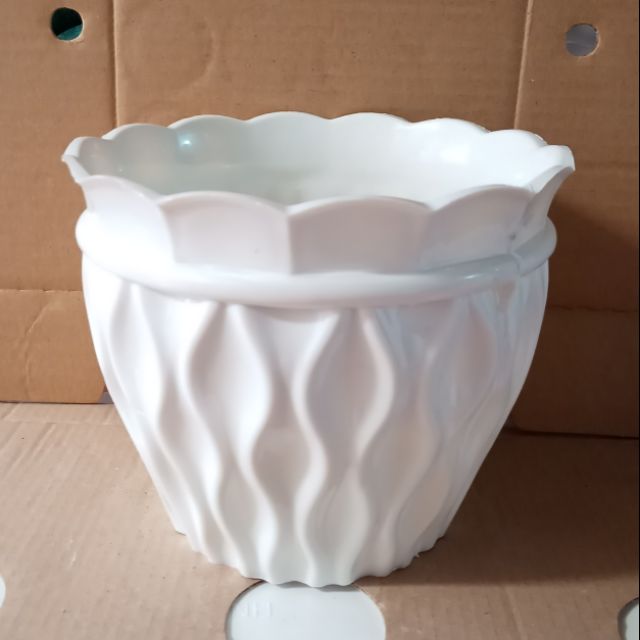 (18x15cm) Chậu nhựa cứng cao cấp giả sứ vân mắt lưới miệng loe hoa số 2 loại 1, dày, bóng, đẹp