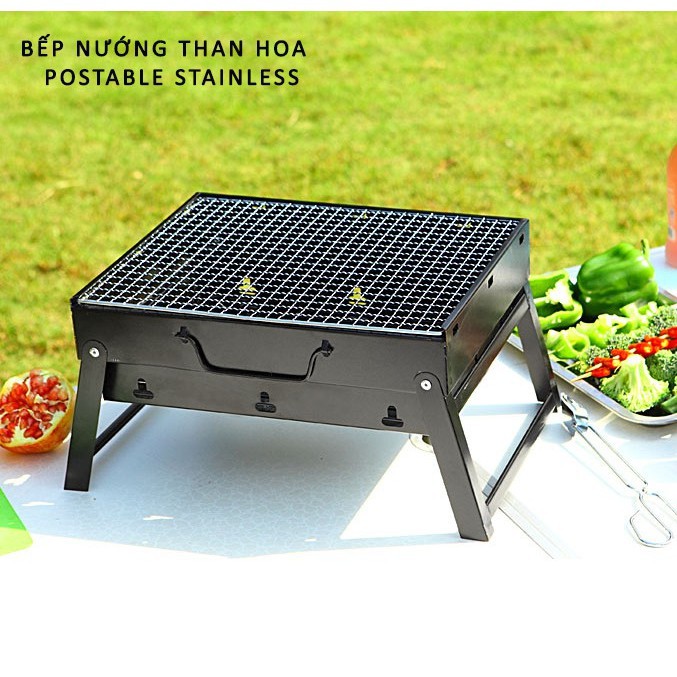 Bếp Nướng Than Hoa Không Khói Kèm Vỉ Nướng Inox Hình Vuông - 1 Sản Phẩm Giã Ngoại Tuyệt Vời