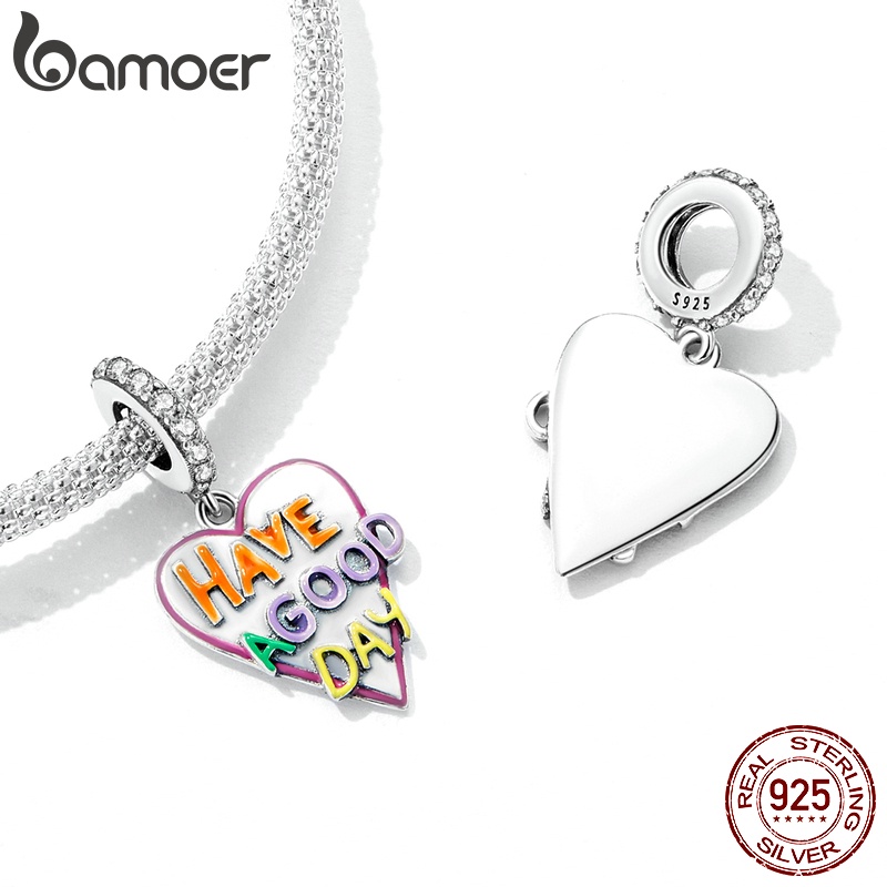 Mặt đồ trang sức BAMOER SCC2234 làm từ bạc bạc 925 hình trái tim khắc chữ