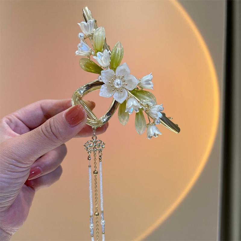 Kẹp Tóc Hình Hoa Màu Xanh Lá Xinh Xắn Thời Trang Mùa Hè Theo Phong Cách Hàn