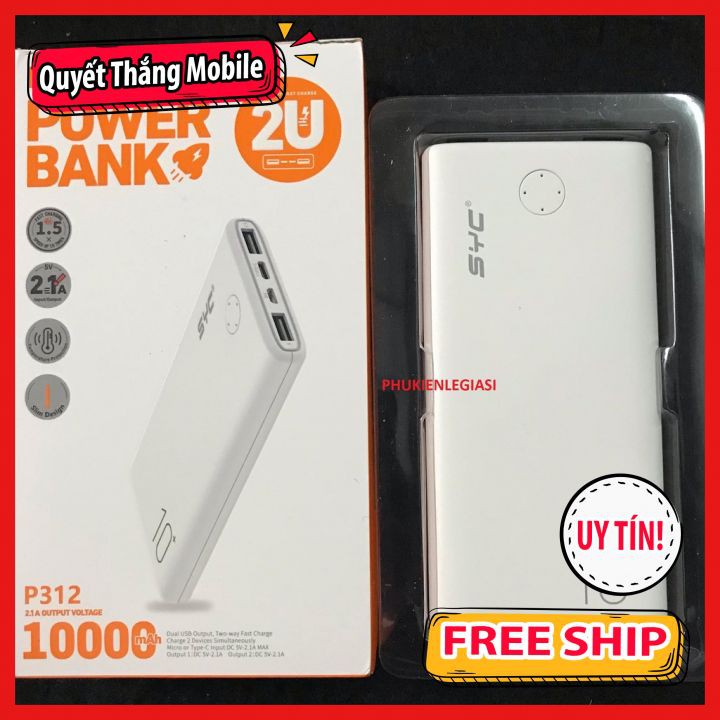 Pin Sạc Dự Phòng 10000MAH SYC P312 - Bảo Hành 12 Tháng - Lỗi 1 Đổi 1 | WebRaoVat - webraovat.net.vn