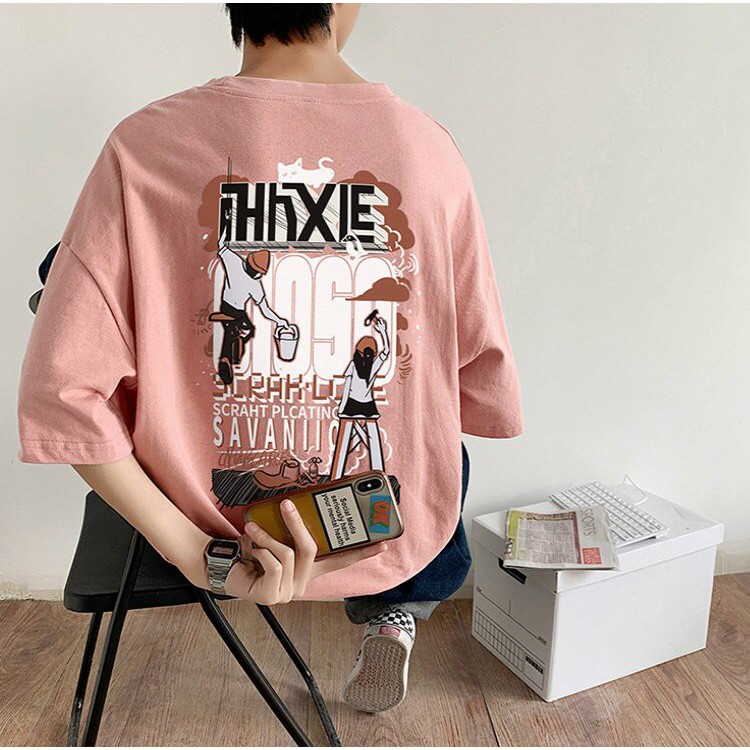 Áo thun tay lỡ form rộng ESTINI áo thun Unisex nữ nam chất cotton vải dày PAINTING