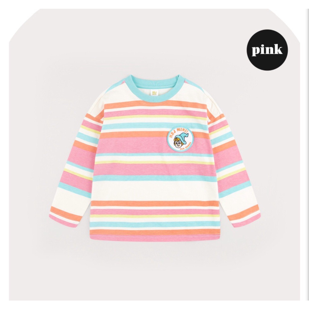 Áo thun kẻ bé trai logo ngực Hej. HA3457