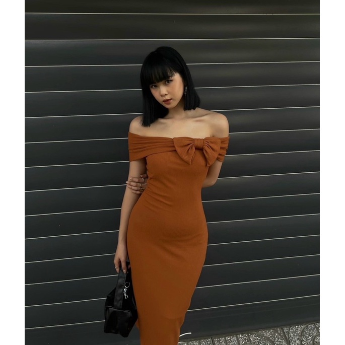 Đầm body trễ vai nơ -TK778