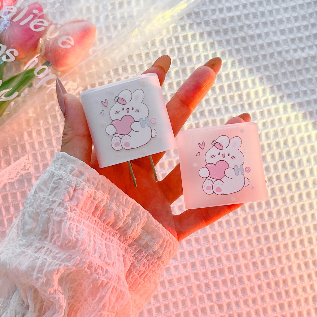 Đầu Cáp Sạc 18W 20W Bằng Silicon Mềm Trong Suốt Họa Tiết Hoạt Hình Dễ Thương Cho IPhone 13 12 11 Pro Max