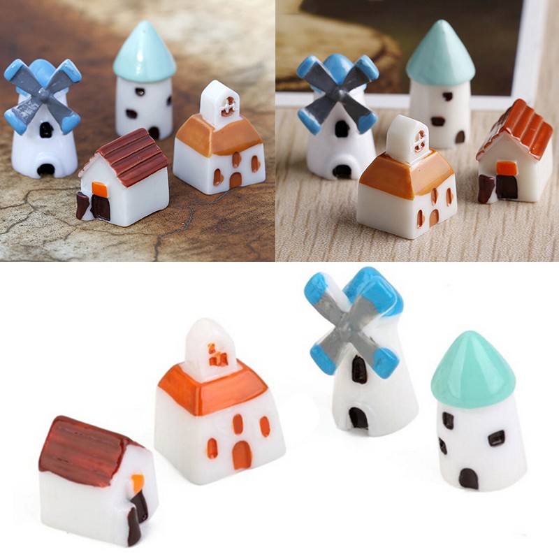 Set 4 đồ trang trí cối xay gió mini trang trí sân vườn/ nhà búp bê