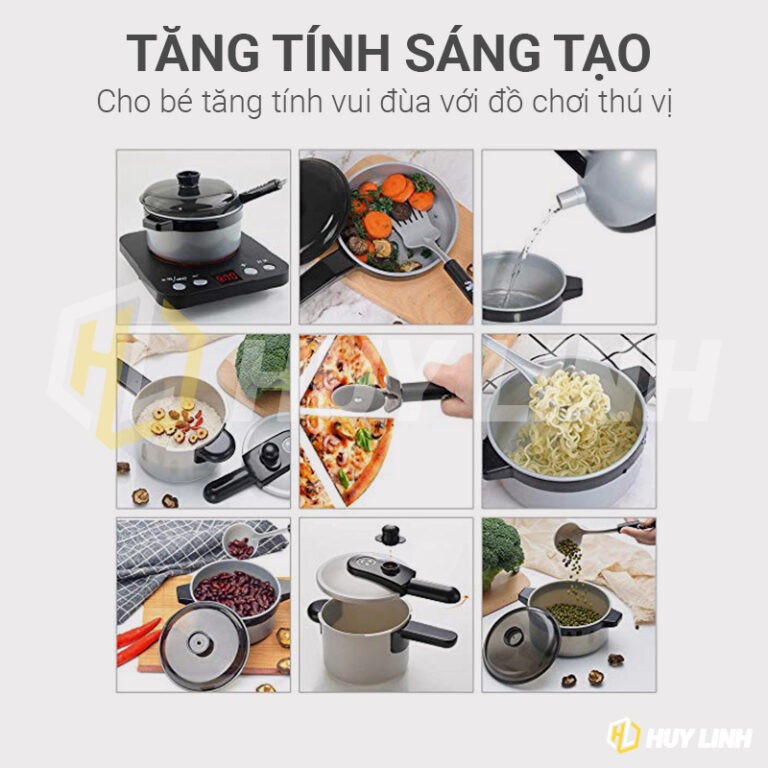 Bộ đồ chơi nhà bếp nấu ăn 36 món cho bé - Nấu cơm nướng thịt HLT01