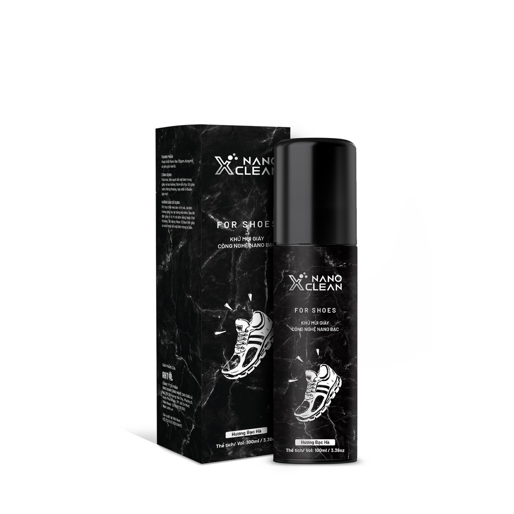 Chai xịt giày diệt khuẩn khử mùi hôi giày, hôi chân Nano Xclean For Shoes 100ml-Hương Bạc Hà-Nano Bạc AHT Corp (AHTC)