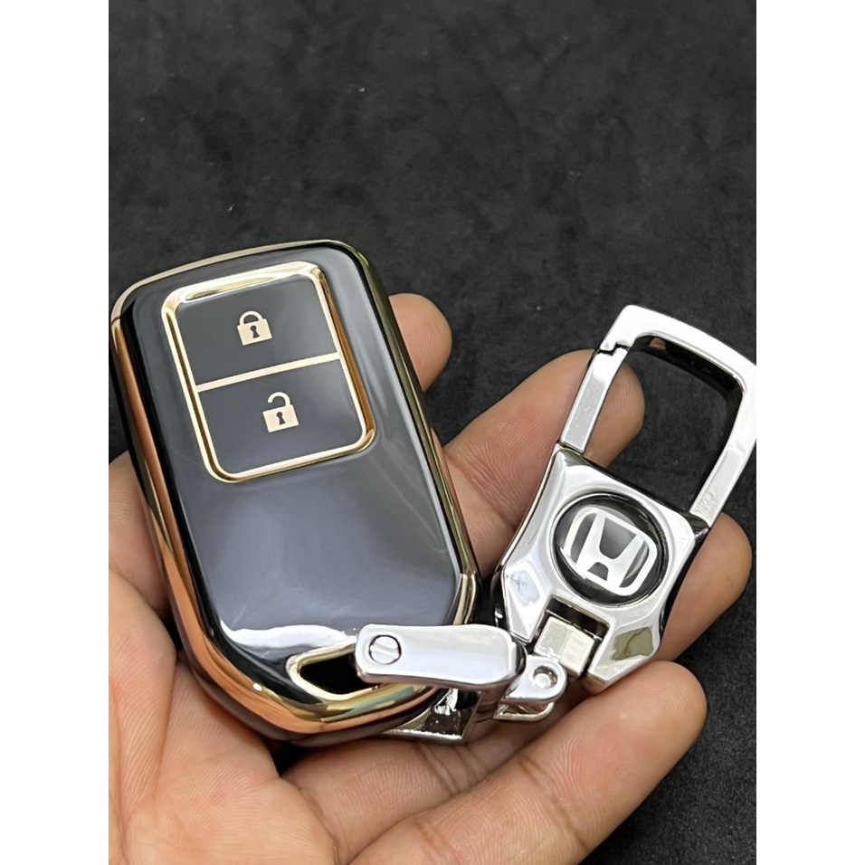 Bao khóa Đen Vàng -Ốp khóa  bảo vệ chìa khoá xe Honda CRV,CITY, HRV Jazz 2 nút bấm Smart key